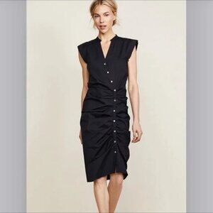 RARE PLUS SIZE VERONICA BEARD Bell Button Down Ruched Shirtdress Size 18